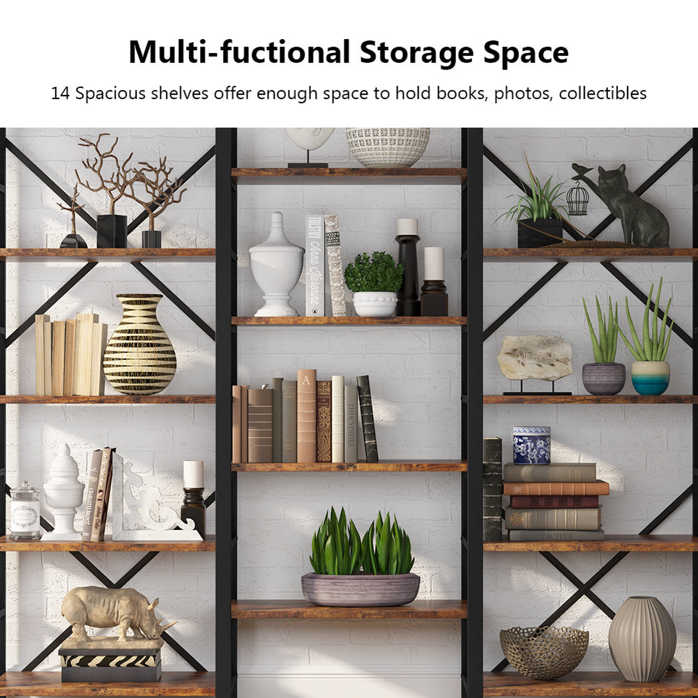 Triple Wide 5-Shelf Bookcase